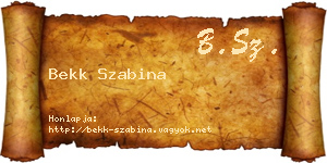 Bekk Szabina névjegykártya